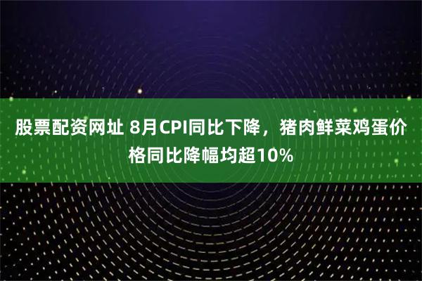 股票配资网址 8月CPI同比下降，猪肉鲜菜鸡蛋价格同比降幅均超10%