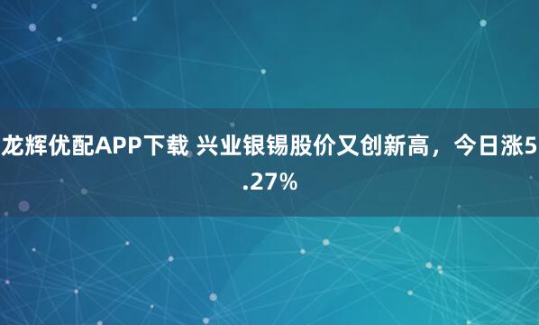 龙辉优配APP下载 兴业银锡股价又创新高，今日涨5.27%